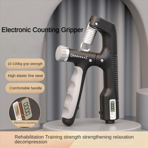 Gripper electronic reglabil pentru exerciții de mână, 10-100 kg, negru 1