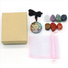 Conjunto de 2x Sete Chakras Aura Natural Cristal Misto Decoração para Casa