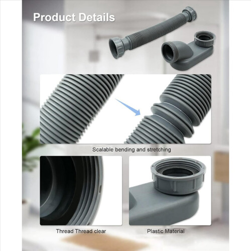 Low Profile 1 1/2 P Trap Flexible Bathtub Drain Pipe Flat P Trap Free 2