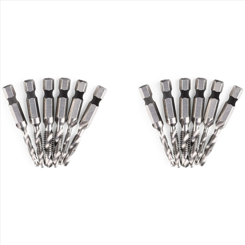 6Pcs Drill Tap Set Hex Shank Sae Combination Drill And Tap Bit Set 4851216614323