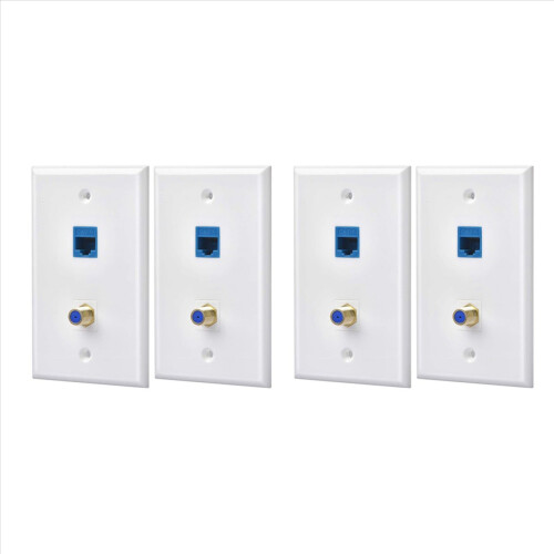 2 pachete de prize Ethernet coaxiale cu placă de perete cu 1 port Cat6
