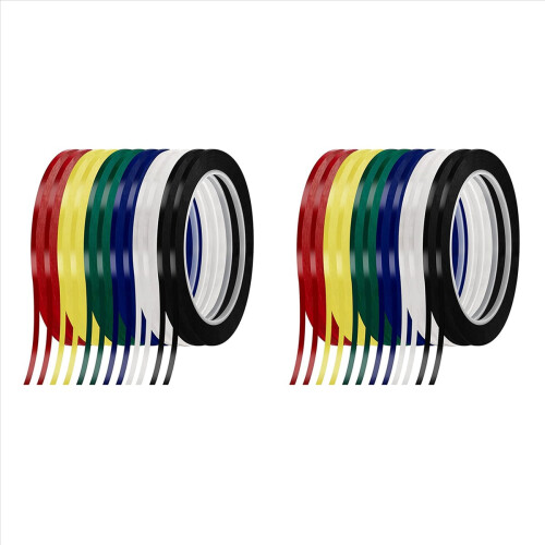 12 ruller 1/8-tommers whiteboardtape, pinstripeteip, 64 meter per rull