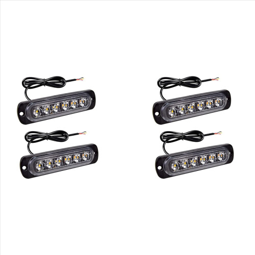 LED Emergency Strobe Lights, Amber 6 LED Strobe Flashing Light 2 Pack