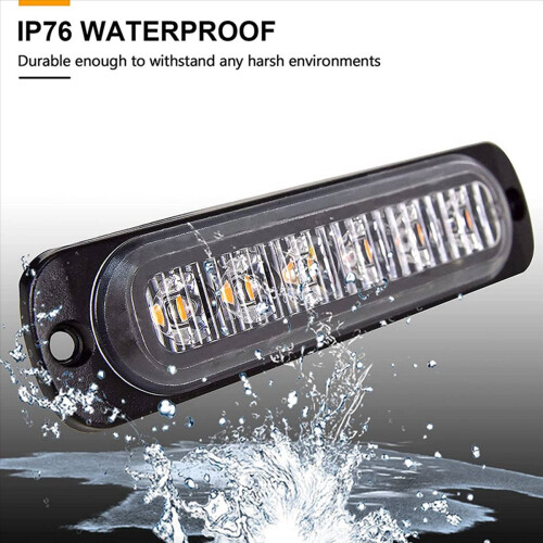 LED Emergency Strobe Lights, Amber 6 LED Strobe Flashing Light 2 Pack 2