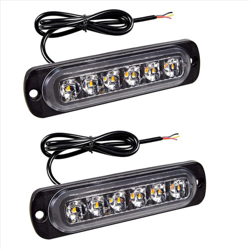 LED Emergency Strobe Lights, Amber 6 LED Strobe Flashing Light 2 Pack 1