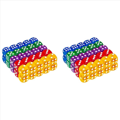 50Pack 14MM Translucent&Solid 6-Sided Dice for ,Activity