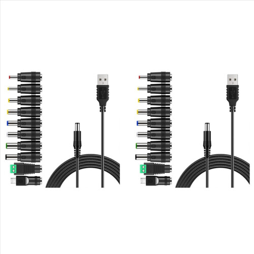 USB To DC Power Cable with 10 Interchangeable Plug Connectors Adapter