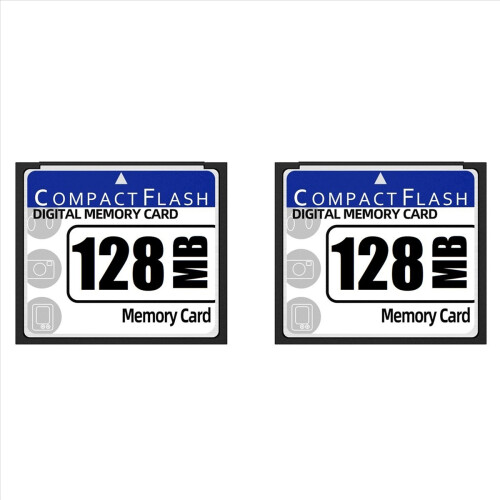 2x 128MB Compact Flash-hukommelseskort til kamera, reklamemaskine