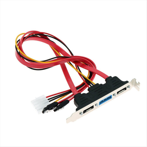 2X PC SATA para ESATA e 4 pinos IDE Molex Power PCI Bracket Slot Cable 1