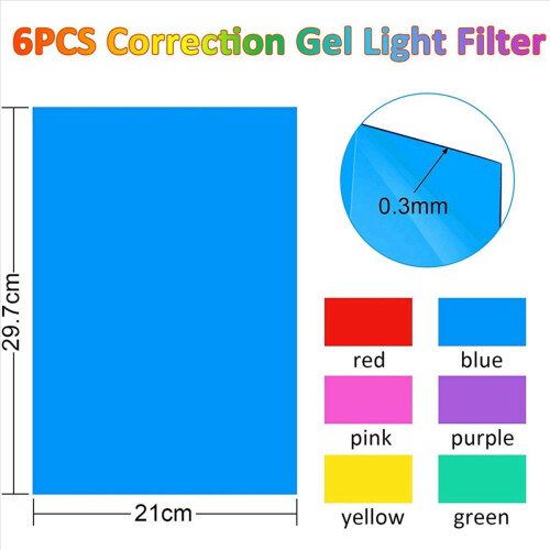 6er Pack Farbfolien Gel, für Lampen, Farbfilter (30 x 21cm) 1