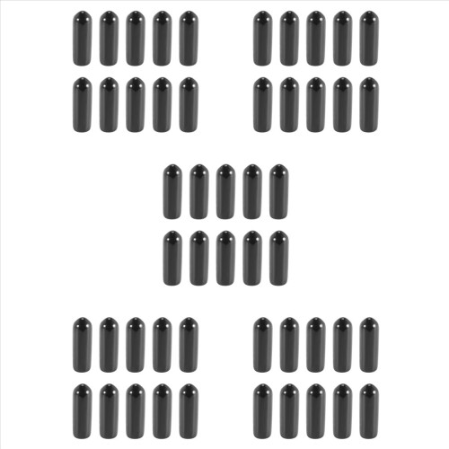 100 stk. gummiendekapper 4 mm indvendig diameter PVC runde rørbolthættedæksler sorte