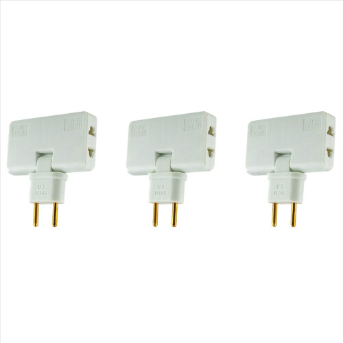 3X Rotate EU Plug Converter 180 Degree Extension Plug,White