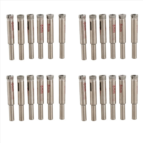 6 stk. 8 mm diamantkernebor til keramiske fliser og glashulsav