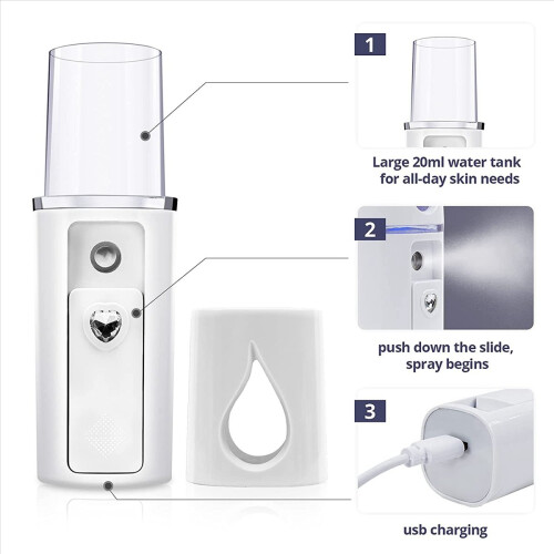 Bärbar Nano Mister Mini Steamer Atomization Vit 2