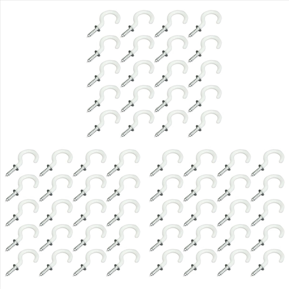 20X Pvc Coated Stainless Steel Screw In Cup Hooks Ring Hanger Tool S 4852508218809