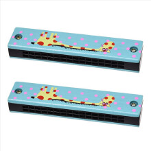 Giraffen Muster Dual Reihen 32 Loch Kinder Mundharmonika Blau