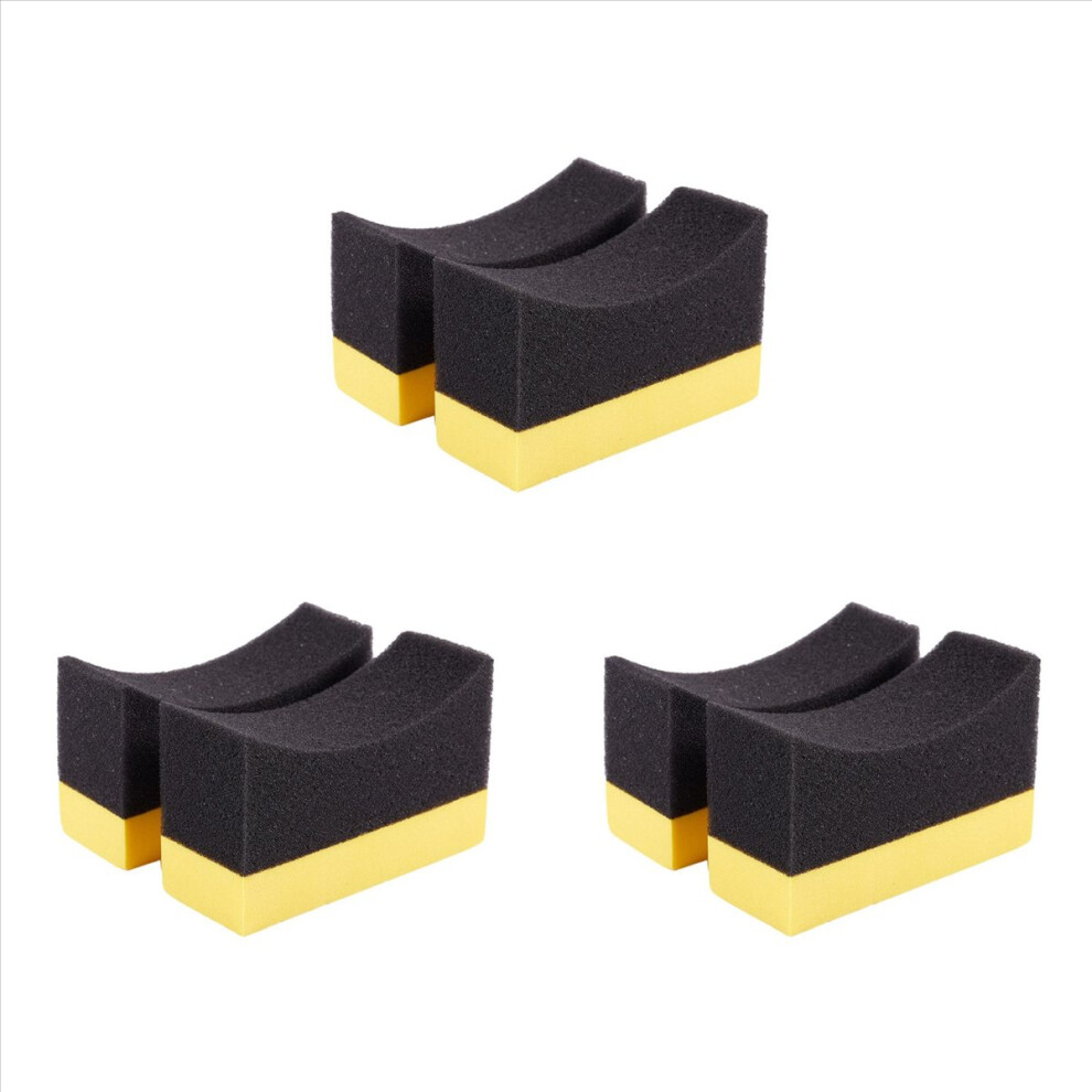 2X Contoured Auto Wheels Brush Sponge Tools For Tire + Yellow/Black 4852508240220