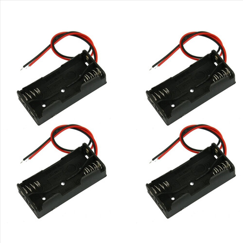 Black Plastic Battery Case Holder Wire 2 x 1.5V AAA