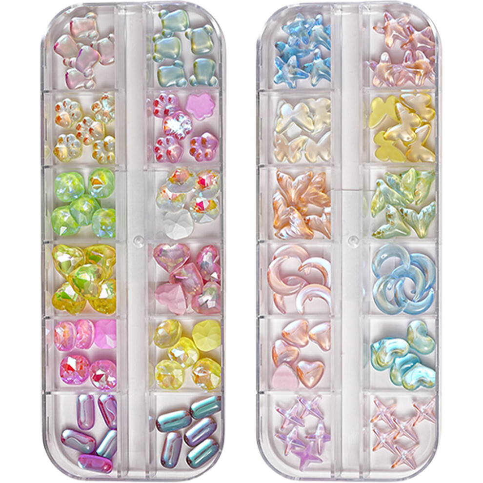 2 Box Nail Rhinestones Stars Nail Charms Nail Crystal Gems Nails