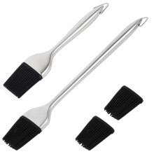 1Stk Edelstahl Bbq Öl Pinsel Siliconflexibel Grill Zubehör Silber