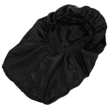 Schwarze Satin Schlafmütze Elastic Brim Haarpflege Für Zuhause
