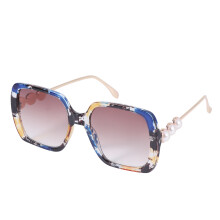 Blaue Sonnenbrille Damen Perlen Dekor Plast Metall Outdoor Mode
