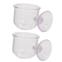 2Stk Fischfutter Halter Glas Mit Starker Saugnapf Transparent