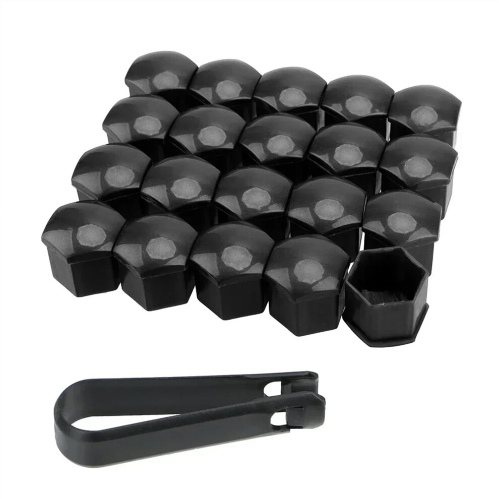 Wheel Nut Covers 20Pcs 17Mm With Clip Auto Tyre Protection Caps Compatible With 17Mm 19Mm 21Mm Hub Screws Black 9084446888034