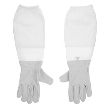 1Paar Weiße Imkerhandschuhe Aus Leichtem Ziegenleder Mit Langem Schutz