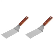 Stainless Steel Flat Frying Spatula with Wooden Handle Pizza Spatula