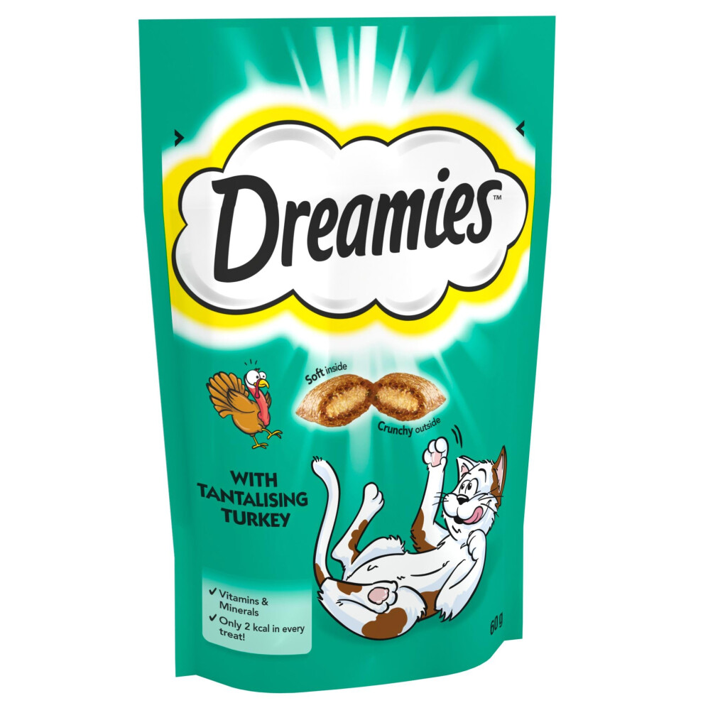 Dreamies Cat Treats, Tasty Snacks With Tempting Turkey, 8 Pouches Of 60 G