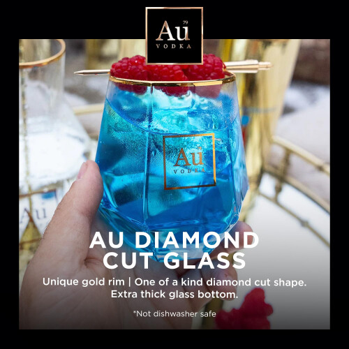 Au Vodka Gift Set, Blue Raspberry 5cl & Gold Glass 2