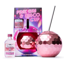 Pink Gin Gift Set: Gordon's Pink Gin Miniature, Disco Ball Cup