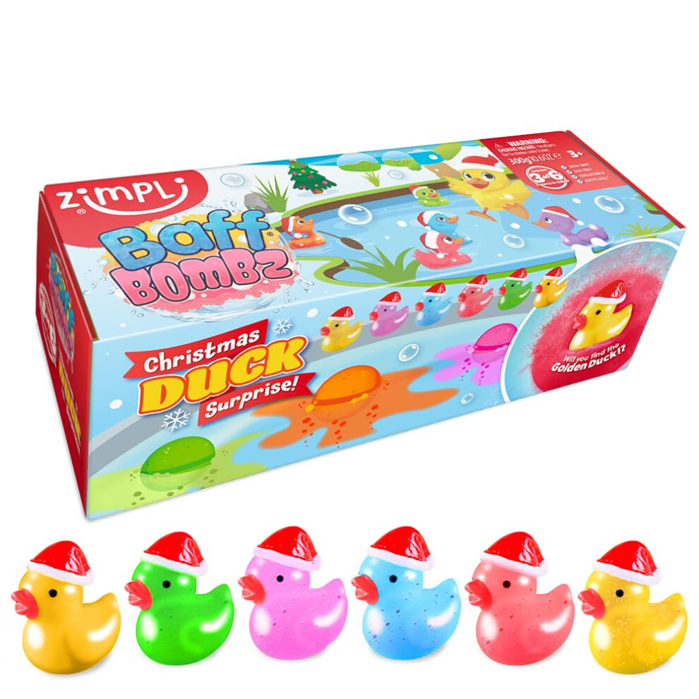 Zimpli Kids Zimpli 3 X Xmas Duck Bath Bombs, Collectible Toy Inside