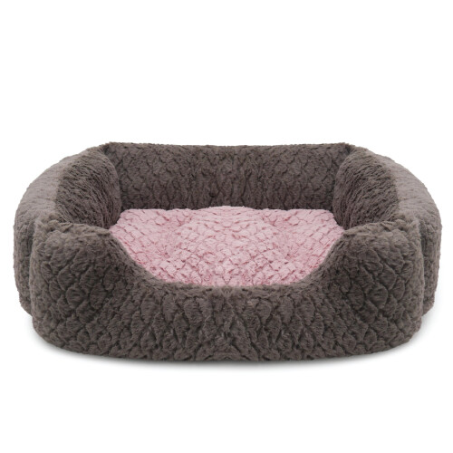 Rosewood Rosewood Grey & Pink Square Dog Bed, Small 1