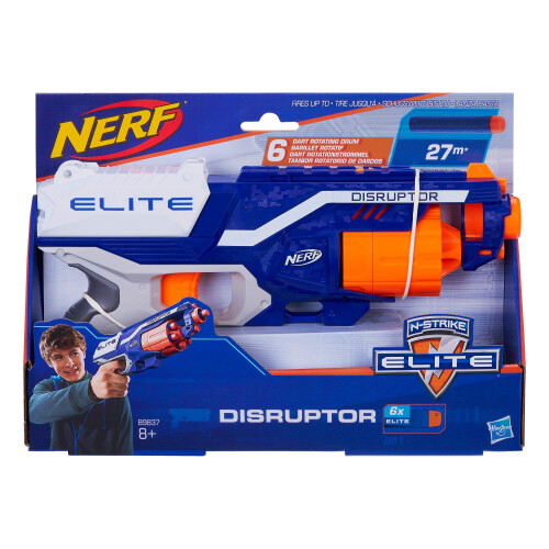 Nerf Nerf Elite Disruptor Blaster, 6 Nerf Elite Darts, 6-Dart Rotating Drum, Slam Fire