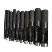10Stk Hohlstanz-Set Carbonstahl Lochwerkzeug Für Leder Gürtel Schwarz