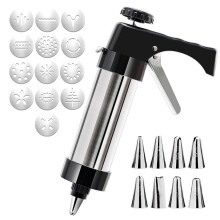 Cookie Press Kit for Biscuits - 13 Cookie Molds, 8 Pastry Nozzles, Durable Plastic Cake Decorator Set