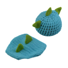 Newborn Photography Props Dinosaur Knitted Set Soft Crochet Costume for Baby Boys and Girls, 0-3 Months, Green Color