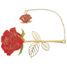 Rotes Eisen Buchzeichen Mit Zartem Rosendesign, Tragbar, Retro