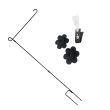 1Set Wetterfester Gartenfahnenmast Schwarz, Fe Flaggenhalter Für Außen