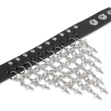 Herren Lederarmband Punk Style Schwarz Mit Metallnieten
