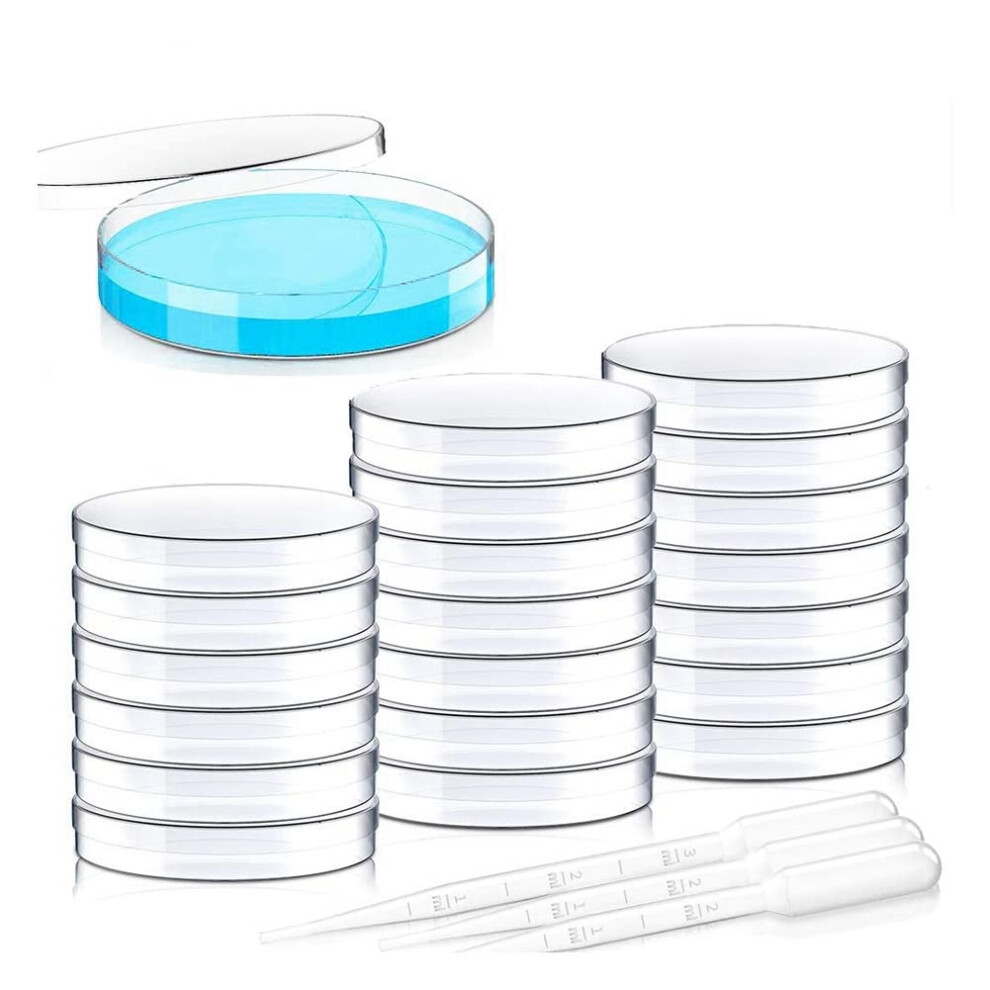 Sterile Petri Dishes 90 mm Diameter x 15 mm with Lids, 10 x 2 ml and 10 x 3 ml Transfer Pipettes Included-image-OPC-PKFP26S-NEW