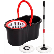 (Black ) New Magic Spin Mop Bucket Cleaning System 360 Rotation, 2 Microfiber Mop Heads Spin Mop Bucket System With Wringer Set, Mops For Floor