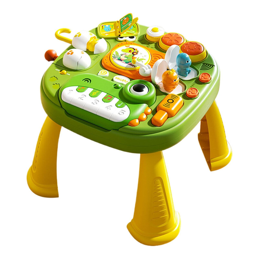 Kids Activity Table - Dinosaur Learning Desk with Music and Lights, Puzzle Game Table for Boys and Girls, Interactive Fun