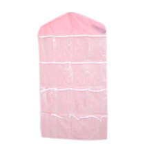 16-Fächer Polyester Wäschesack Tür Hängebeutel Pink