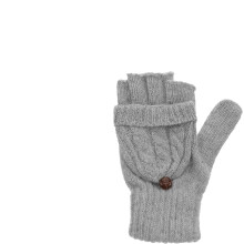 Graue Damen Fingerlose Wollhandschuhe Mit Fäustling Wärmend