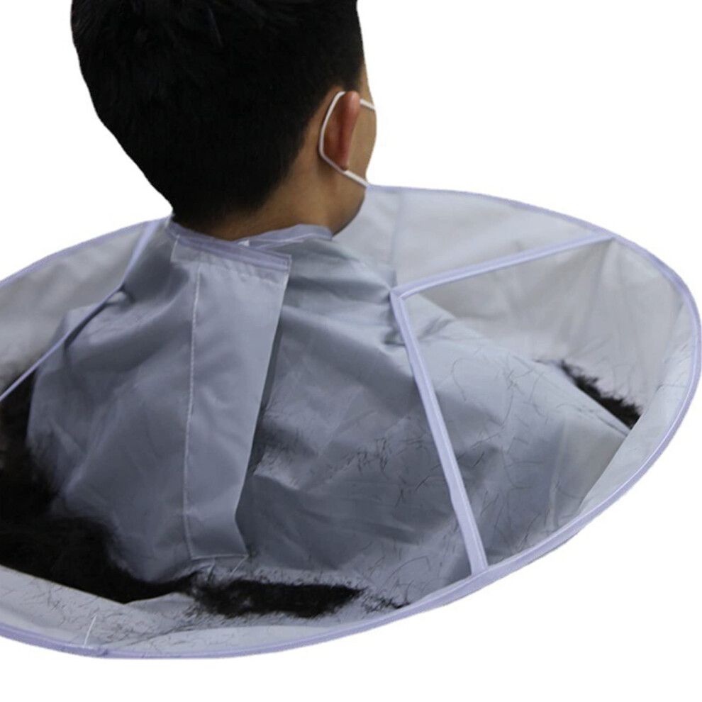 Adjustable Hair Cutting Cape for Kids and Adults - Grey Nylon Hair Catcher with Umbrella Design, Easy to Clean and Use