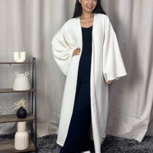 (White, 6-18) Women's Premium Thick Soft Kimono Jacket -FBS137 128cm