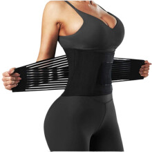 Back Support Waist Trimmer For Men And Women, Abdominal Sweat Belt, Training Exercise Sweat Belt, Black, Size M
